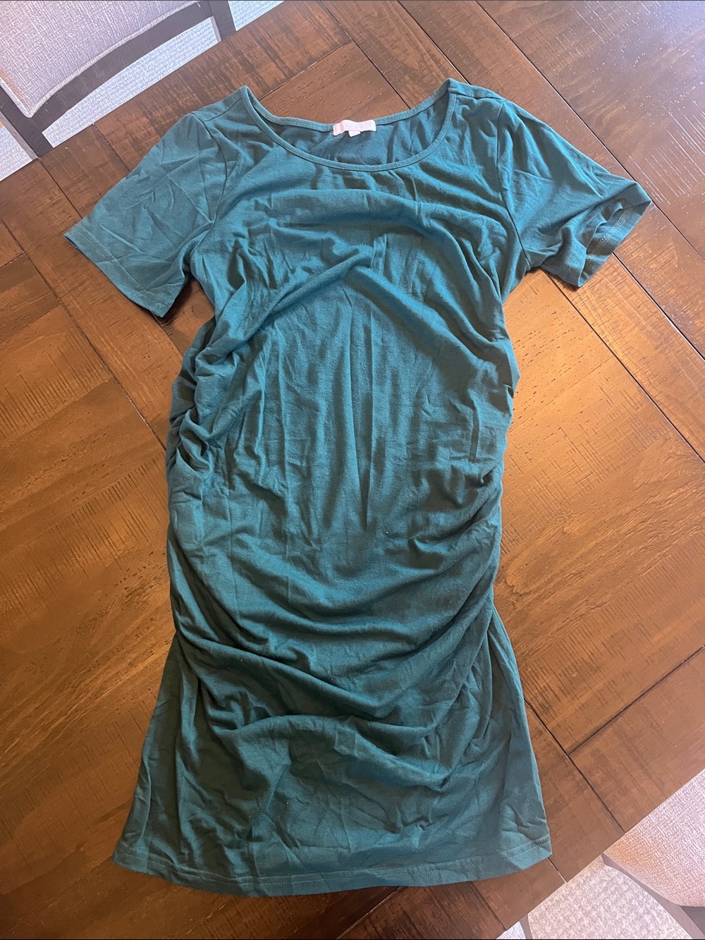 Maternity Emerald Green Ruched Short Sleeve Dress
